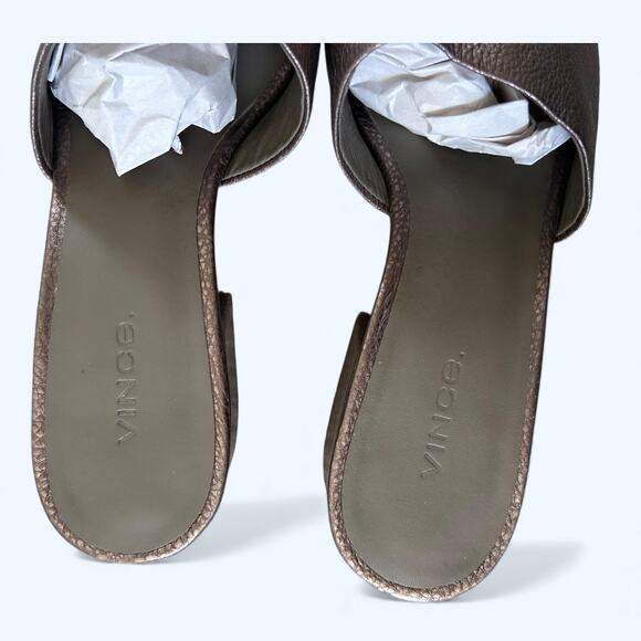 Vince Karissa Metallic Leather Slide Block Heel Sandals women's Size 8 M - Picture 11 of 11